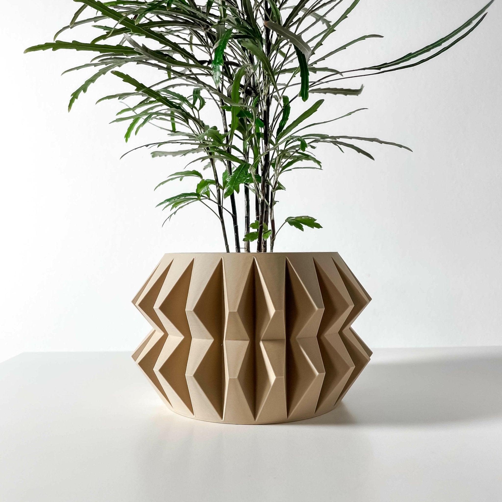 coolest plant pots Almin Stone Pot – Faceted 3D Printed Indoor Planter 6" / Matte Black