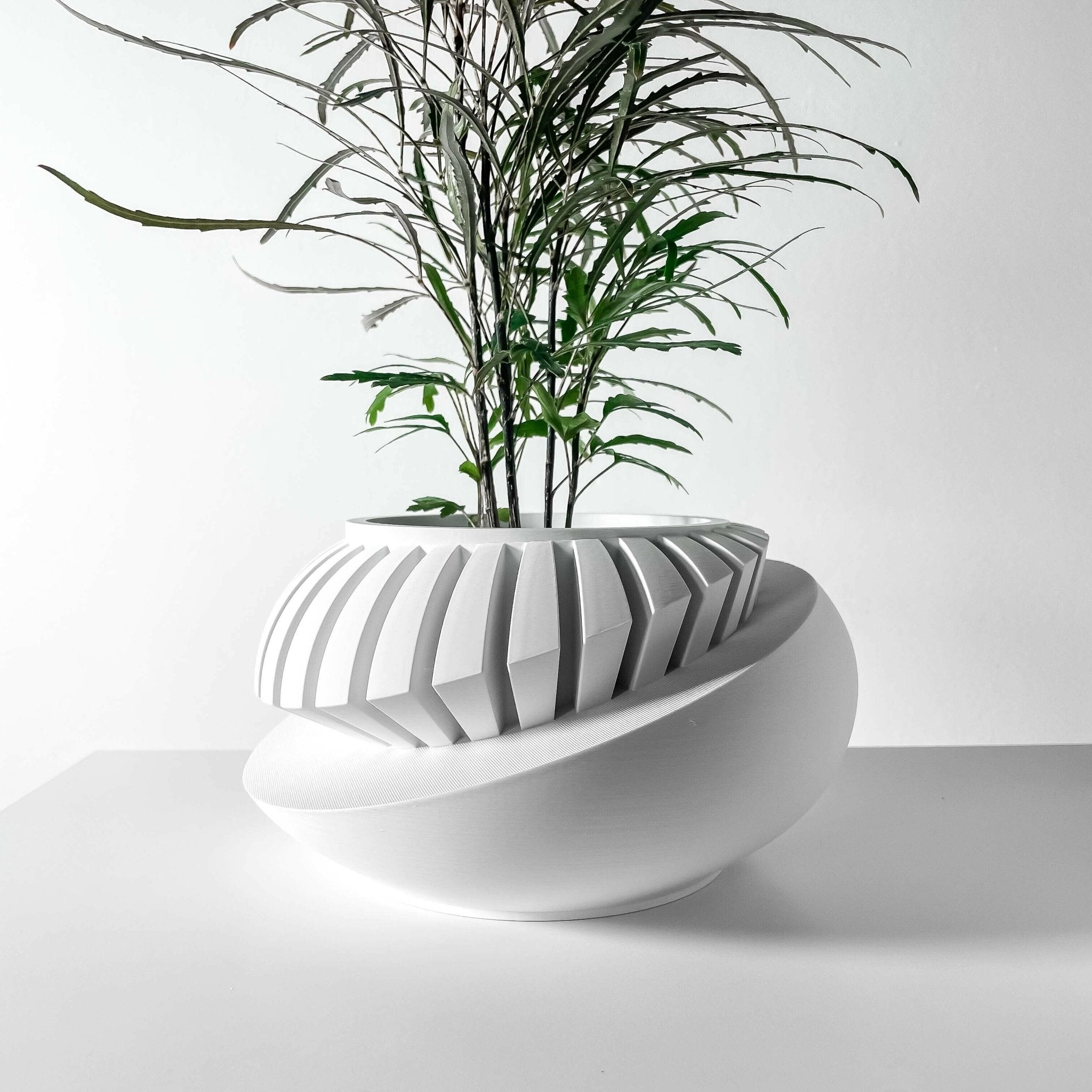 stylish indoor plant pots Streamline Pot – Contoured Flow 3D Printed Planter 2" / Matte Green