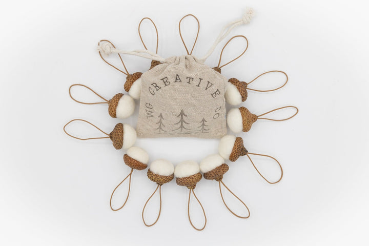 Handmade Felt Acorn Ornaments – Rustic Holiday Décor - WG Creative Co.