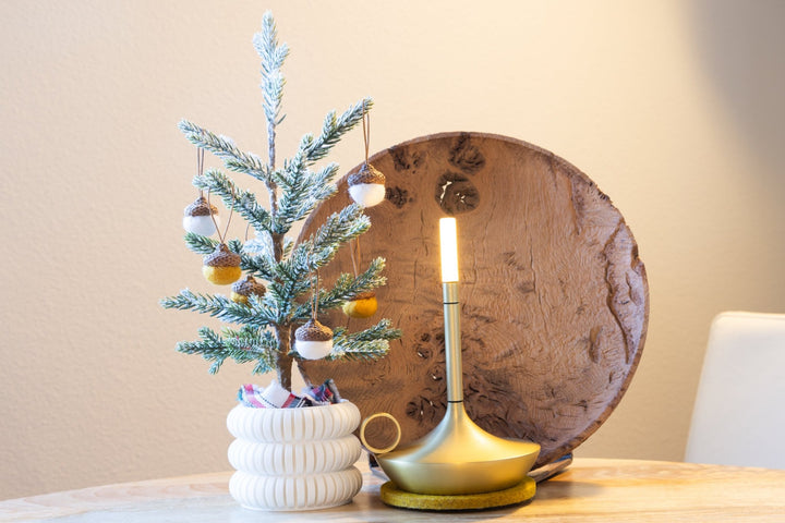 Mini Christmas Tree with Handmade Acorn Ornaments and 3D Printed Pot – Unique Holiday Décor - WG Creative Co.