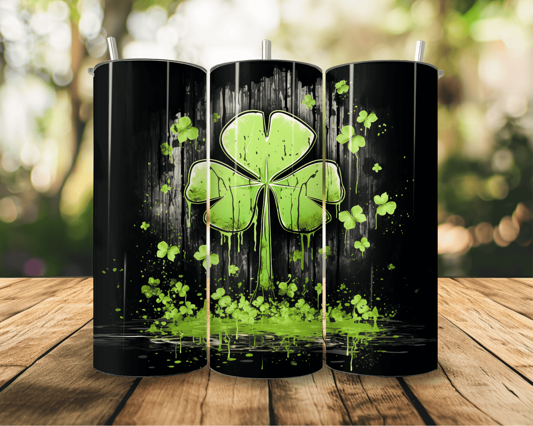 20oz Gothic Shamrock Tumbler – St. Patrick’s Day Grunge Clover Drinkware - WG Creative Co.