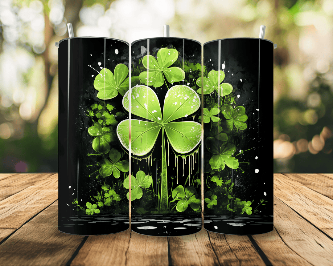 20oz Lucky Clover Tumbler – St. Patrick’s Day Shamrock Splatter Design - WG Creative Co.