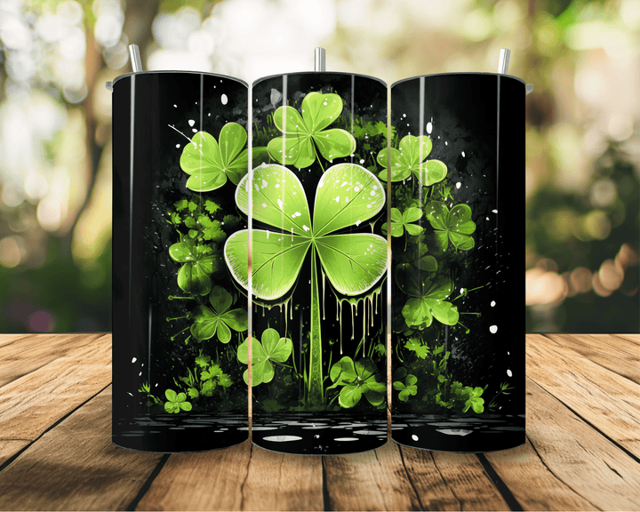 20oz Lucky Clover Tumbler – St. Patrick’s Day Shamrock Splatter Design - WG Creative Co.