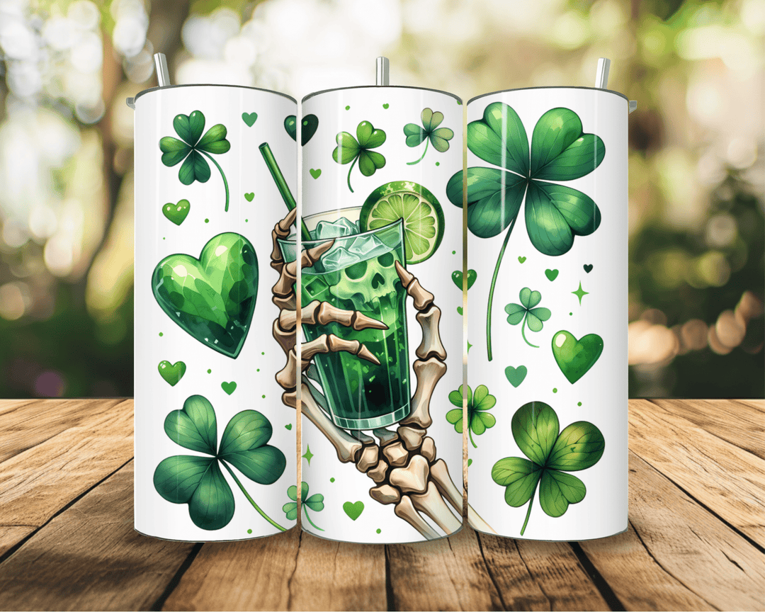 20oz Lucky Shamrock Skeleton Hand Tumbler – St. Patrick’s Day Drinkware - WG Creative Co.