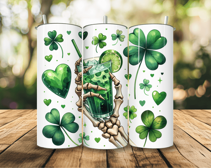 20oz Lucky Shamrock Skeleton Hand Tumbler – St. Patrick’s Day Drinkware - WG Creative Co.