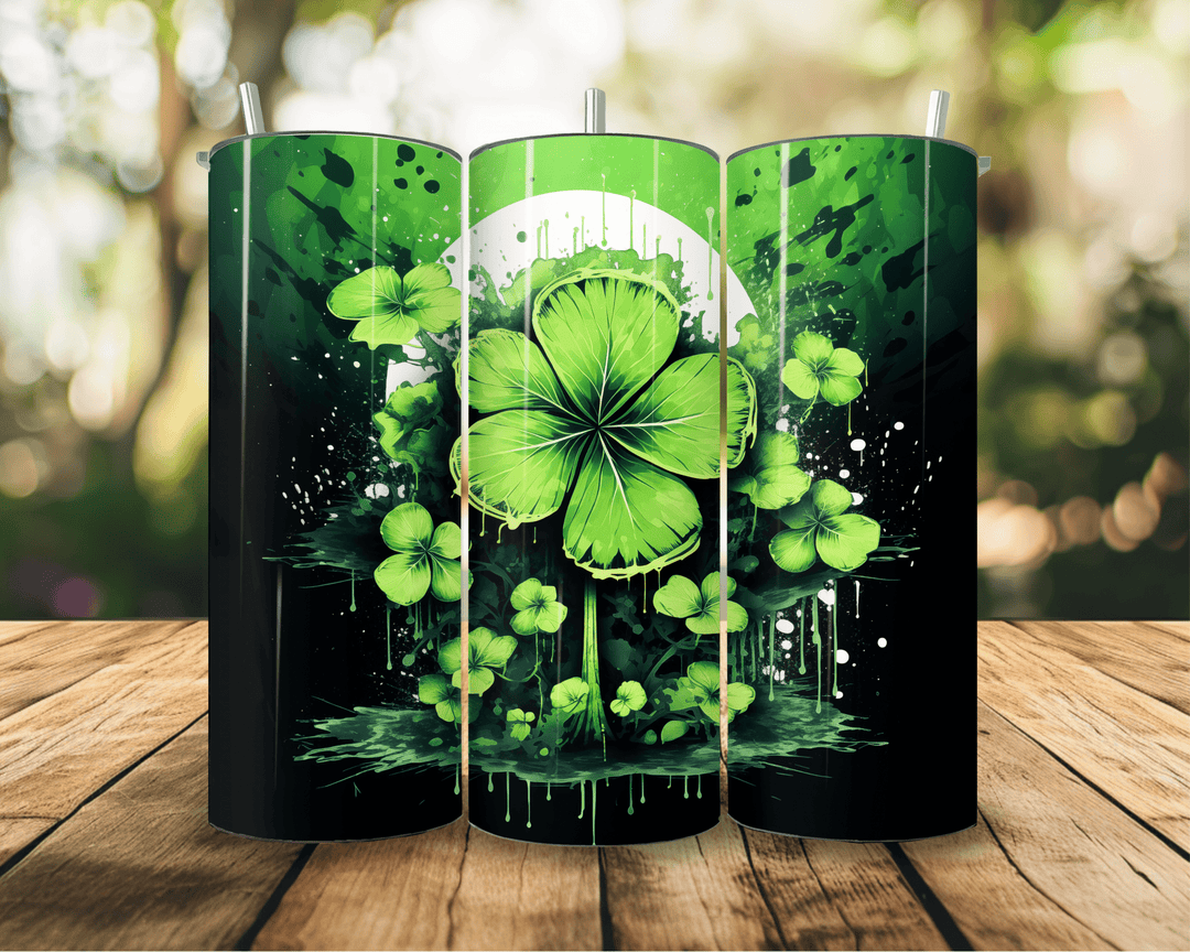 20oz Neon Shamrock Tumbler – St. Patrick’s Day Irish Clover Drinkware - WG Creative Co.