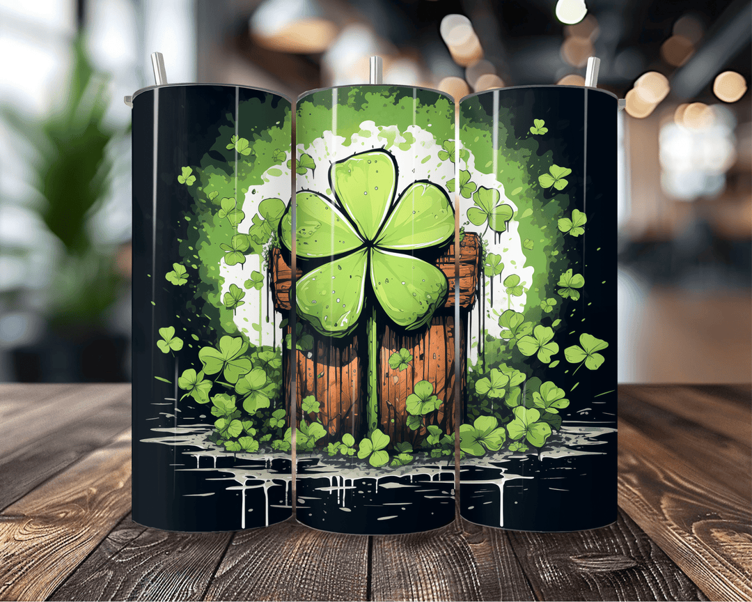20oz Rustic Four - Leaf Clover Tumbler – St. Patrick’s Day Luck & Charm - WG Creative Co.