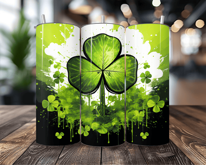 20oz Shamrock Explosion Tumbler – St. Patrick’s Day Green Clover Drinkware - WG Creative Co.