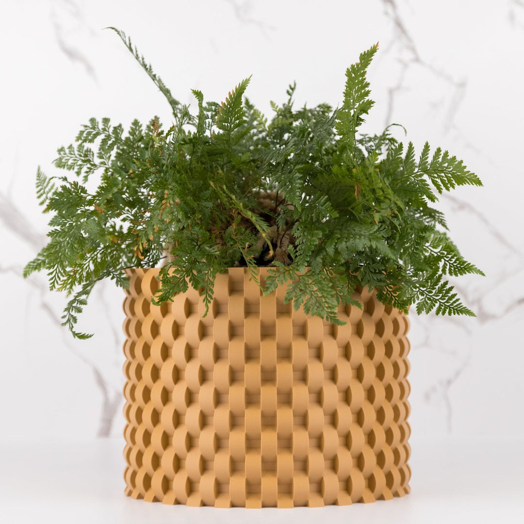 timber plant pots Cedarshade Pot – Timber Panel 3D Printed Indoor Planter 6" / Matte Brown