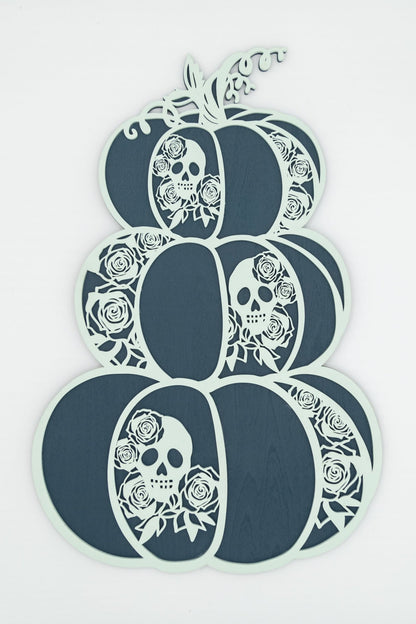 Stacked Pumpkin Art - Day of the Dead | Halloween and Fall Decor - WG Creative Co.