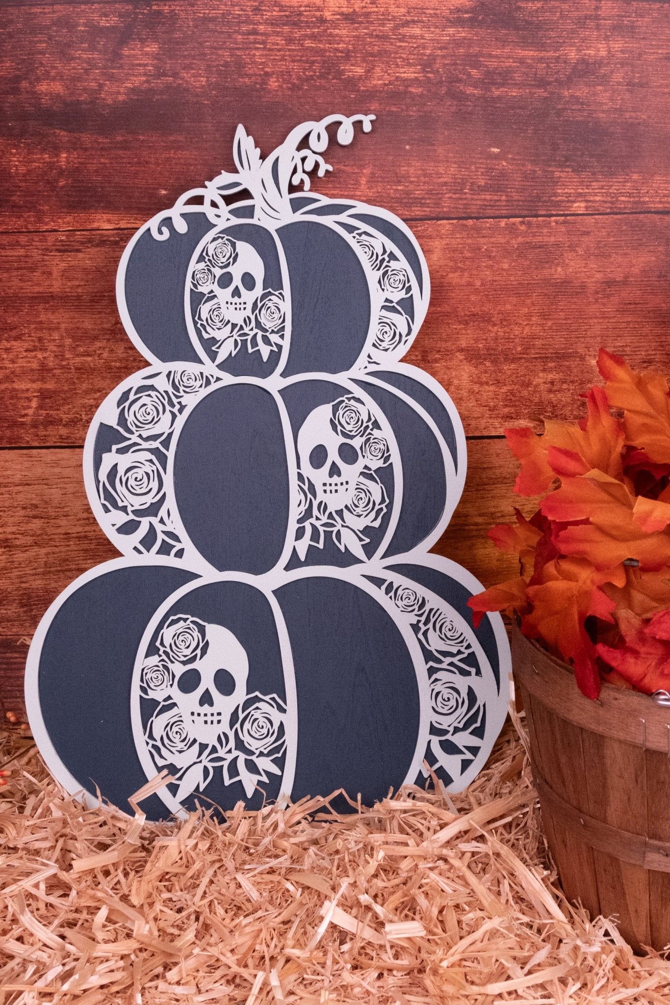 Stacked Pumpkin Art - Day of the Dead | Halloween and Fall Decor - WG Creative Co.