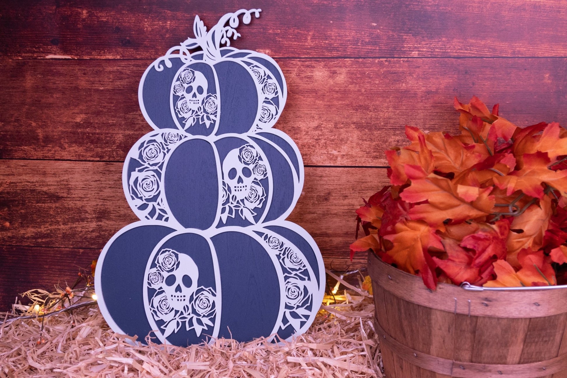 Stacked Pumpkin Art - Day of the Dead | Halloween and Fall Decor - WG Creative Co.