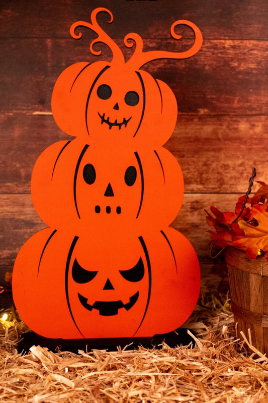 Stacked Pumpkin Art - Jack - o' - lantern | Halloween and Fall Decor - WG Creative Co.