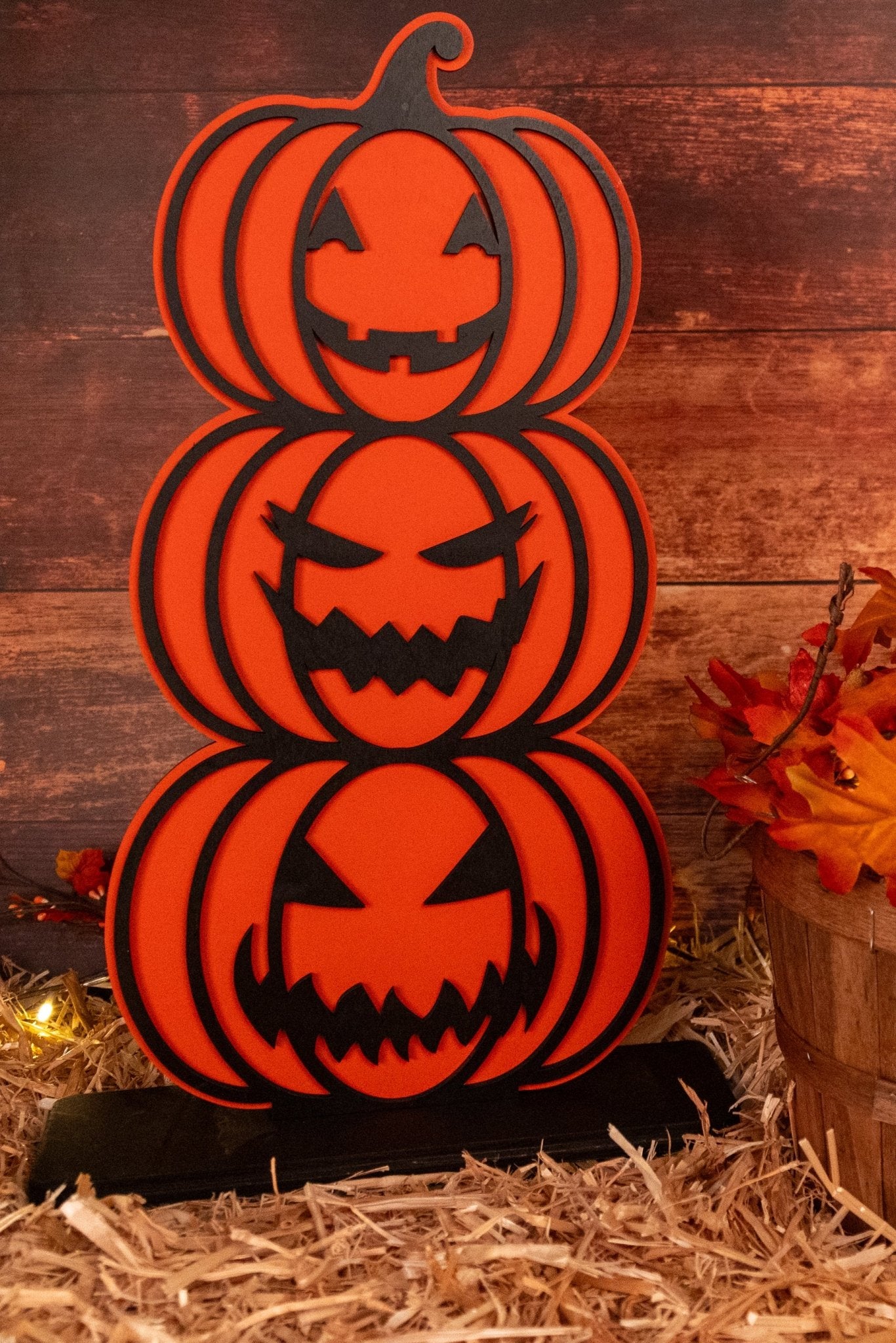 Stacked Pumpkin Art - Jack - o' - lantern Faces | Halloween and Fall Decor - WG Creative Co.