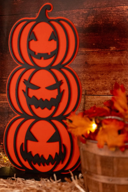 Stacked Pumpkin Art - Jack - o' - lantern Faces | Halloween and Fall Decor - WG Creative Co.