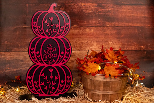 Stacked Pumpkin Art - Floral | Halloween and Fall Decor - WG Creative Co.