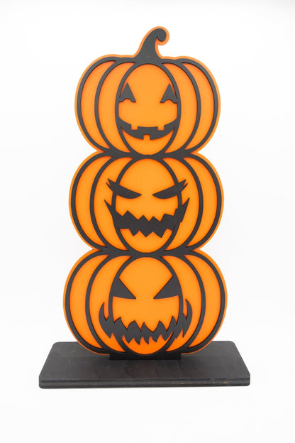 Stacked Pumpkin Art - Jack - o' - lantern Faces | Halloween and Fall Decor - WG Creative Co.