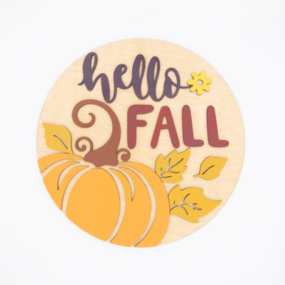 Hello Fall Wooden Sign – Seasonal Pumpkin Wall Décor | Fall Home Decoration - WG Creative Co.