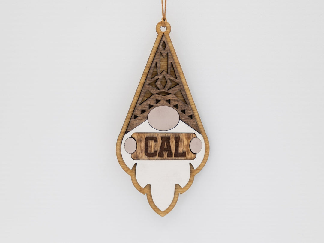 Customizable Gnome Christmas Ornament – Personalized Name Engraving & Stain Color Options - WG Creative Co.