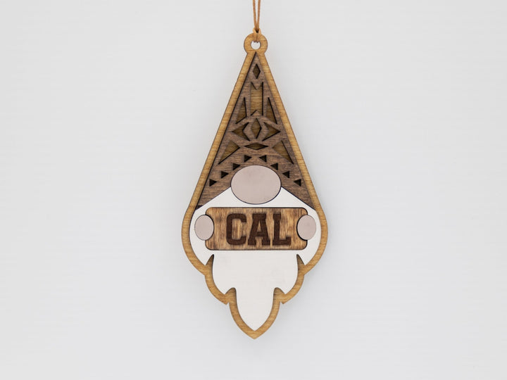 Customizable Gnome Christmas Ornament – Personalized Name Engraving & Stain Color Options - WG Creative Co.