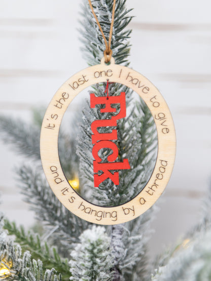 Hanging By a Thread Ornament – Funny & Sassy Holiday Decor