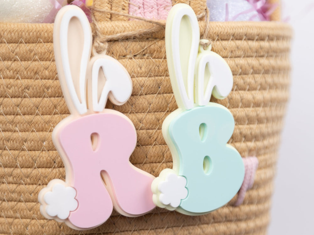 Personalized Acrylic Bunny Bag Tag – Custom Easter Basket Name Tag - WG Creative Co.