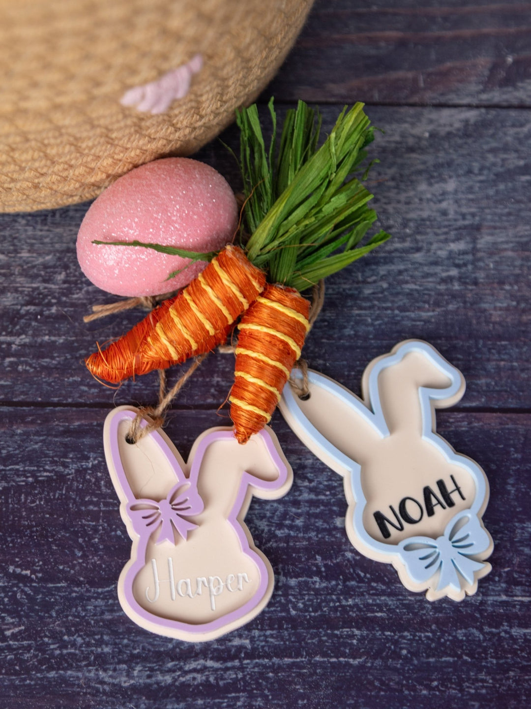 Personalized Bunny Name Tag – Custom Easter Basket Tag - WG Creative Co.