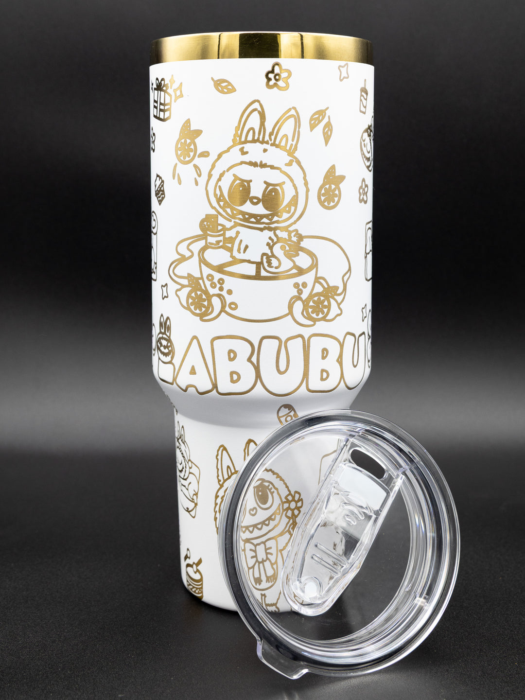 Limited Edition Laser Engraved Tumbler – 40oz Gold Plated Stainless Steel | White Powder Coated Collector Cup