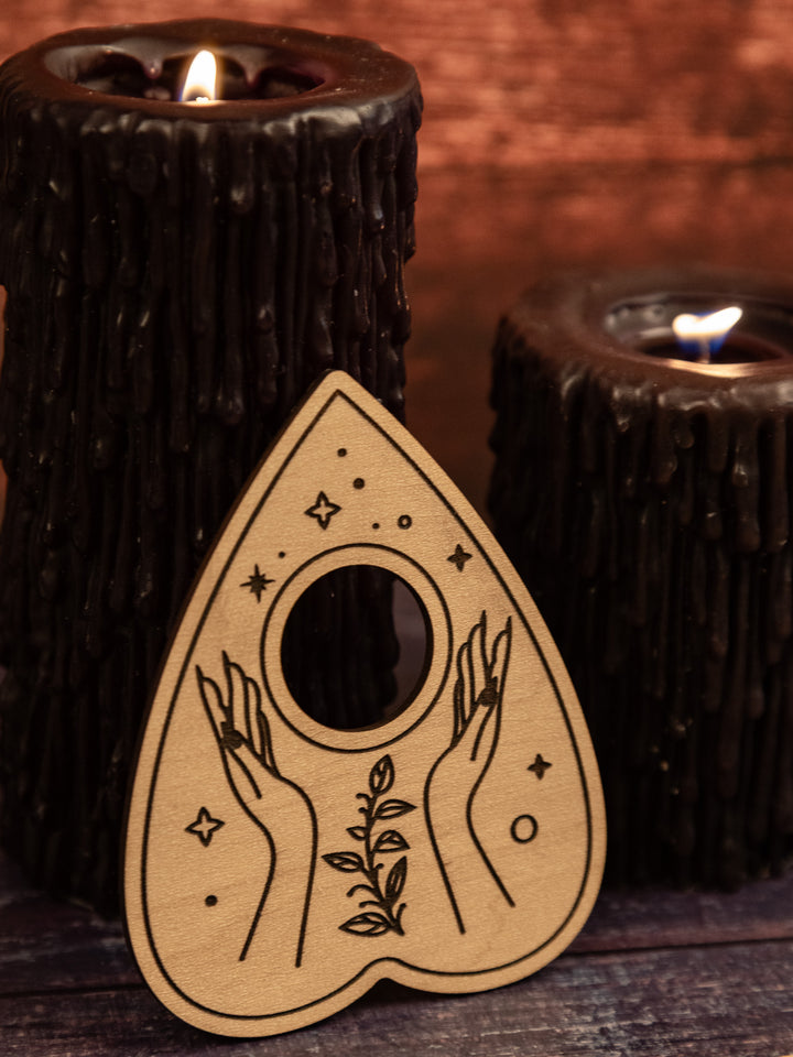 Custom Engraved Ouija Board with Horned Goddess Solo Design – Personalized Spirit Board for Mystical Halloween Decor