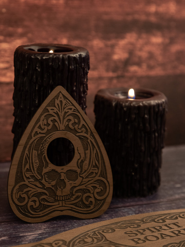Custom Engraved Ouija Board with Twin Raven Design – Personalized Spirit Board for Mystical Halloween Decor