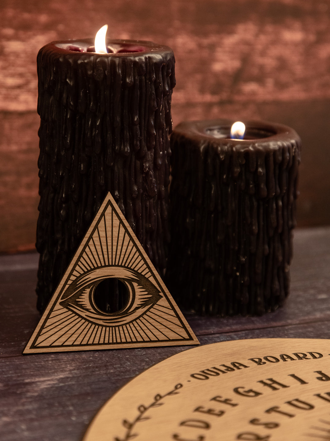 Custom Engraved Ouija Board with Mystical Roses & All-Seeing Eye – Personalized Spirit Board for Halloween Decor