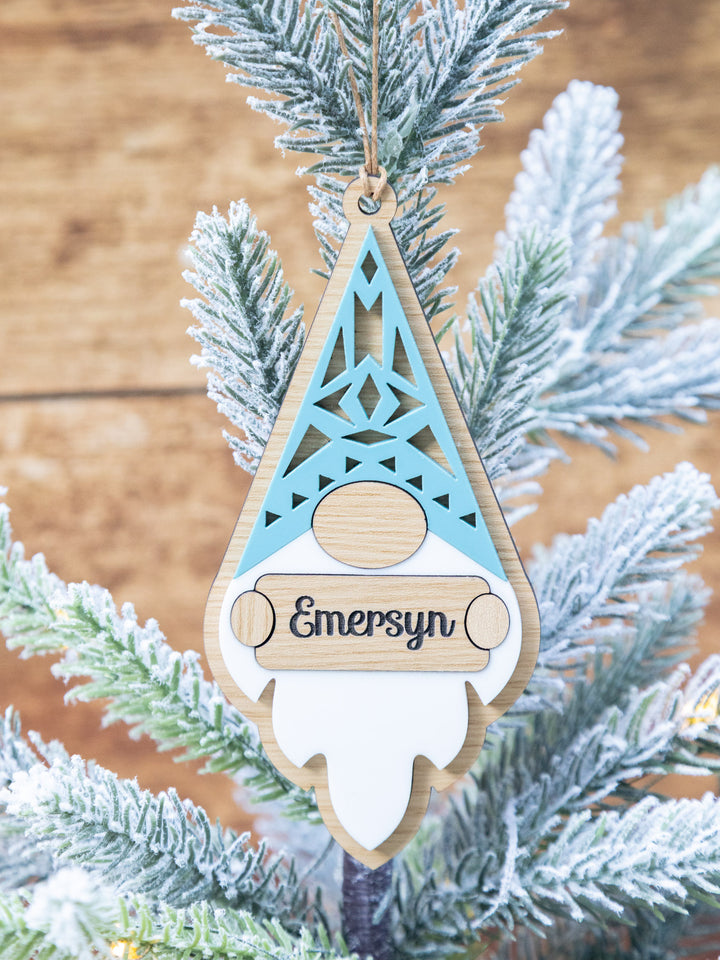 Gnome Ornament with Engraved Name – Christmas Tree Decor