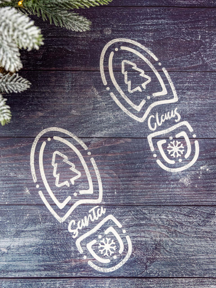 Reusable Santa Footprint Stencil Set – Acrylic Boot Prints for Christmas Magic