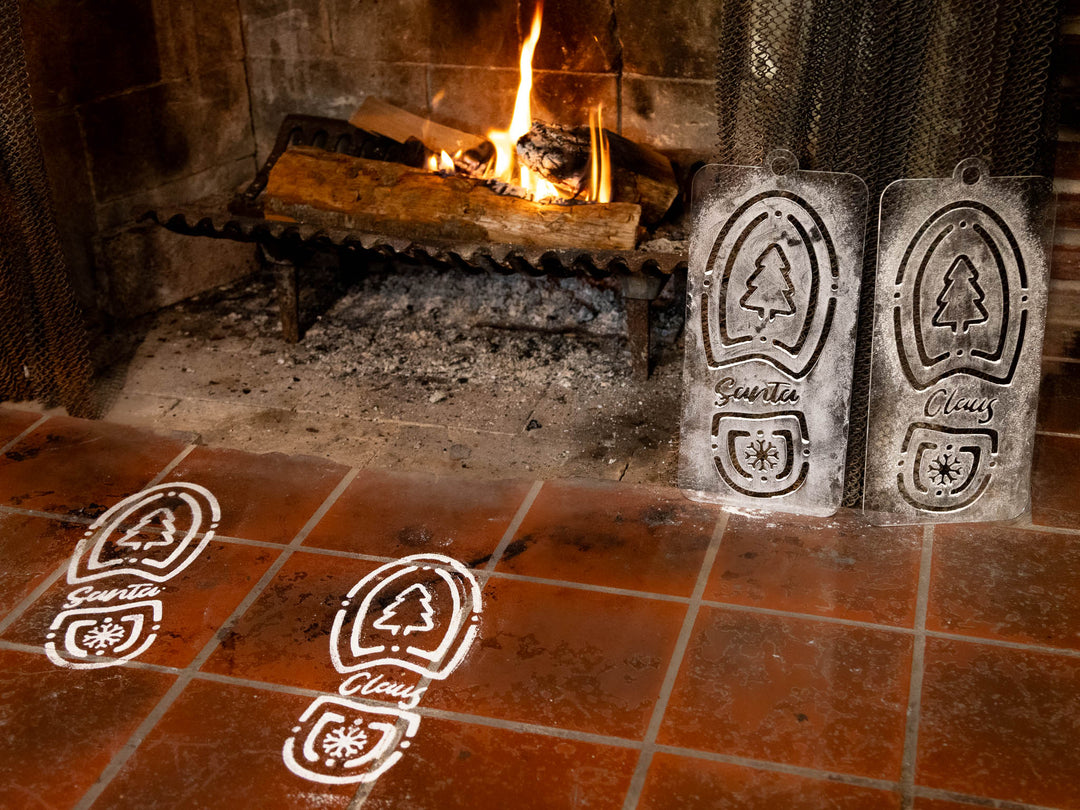 Reusable Santa Footprint Stencil Set – Acrylic Boot Prints for Christmas Magic