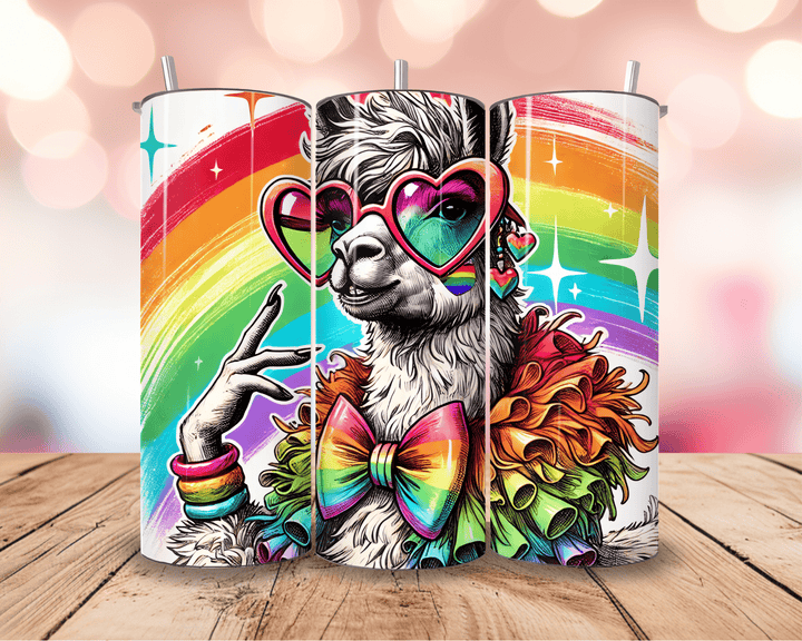 Fierce Pride Llama Tumbler – 20oz Rainbow Diva Skinny Tumbler - WG Creative Co.