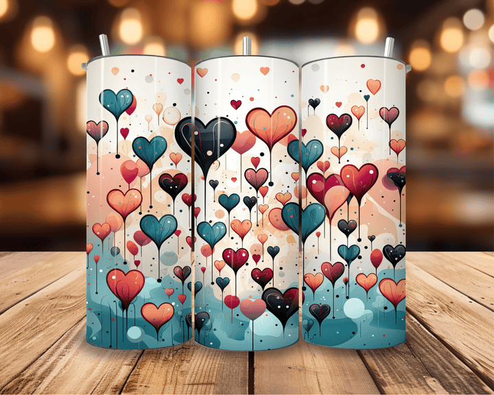 20oz Valentine’s Day Heart Skinny Tumbler – Romantic Watercolor Design - WG Creative Co.