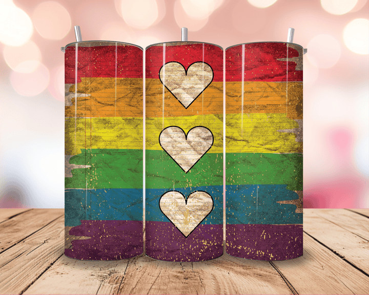 20oz Vintage Pride Flag Tumbler – LGBTQ+ Rustic Aesthetic - WG Creative Co.
