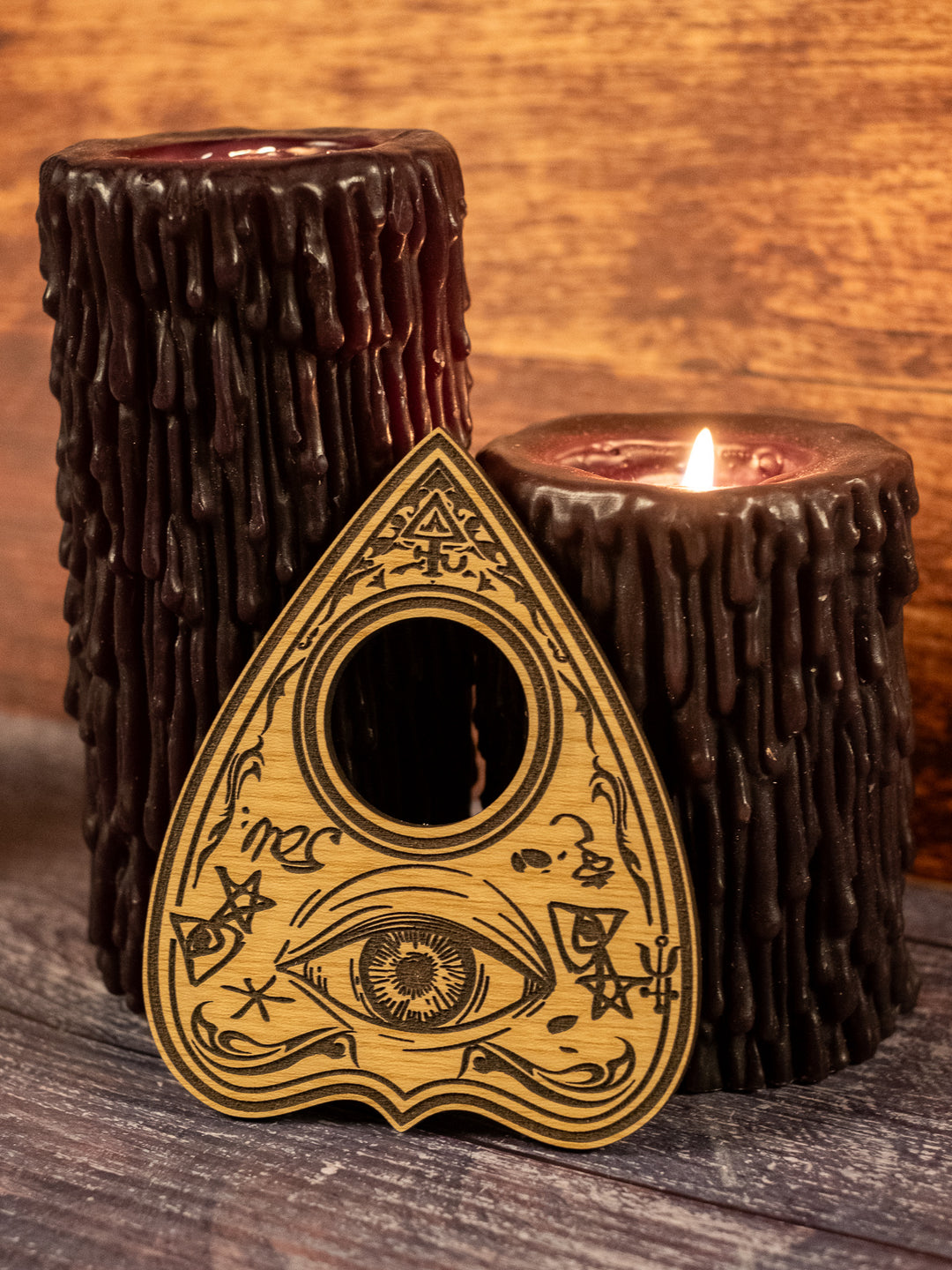 Custom Engraved Ouija Board with Moth &amp; Hexes – Personalized Spirit Board for Mystical Halloween Decor