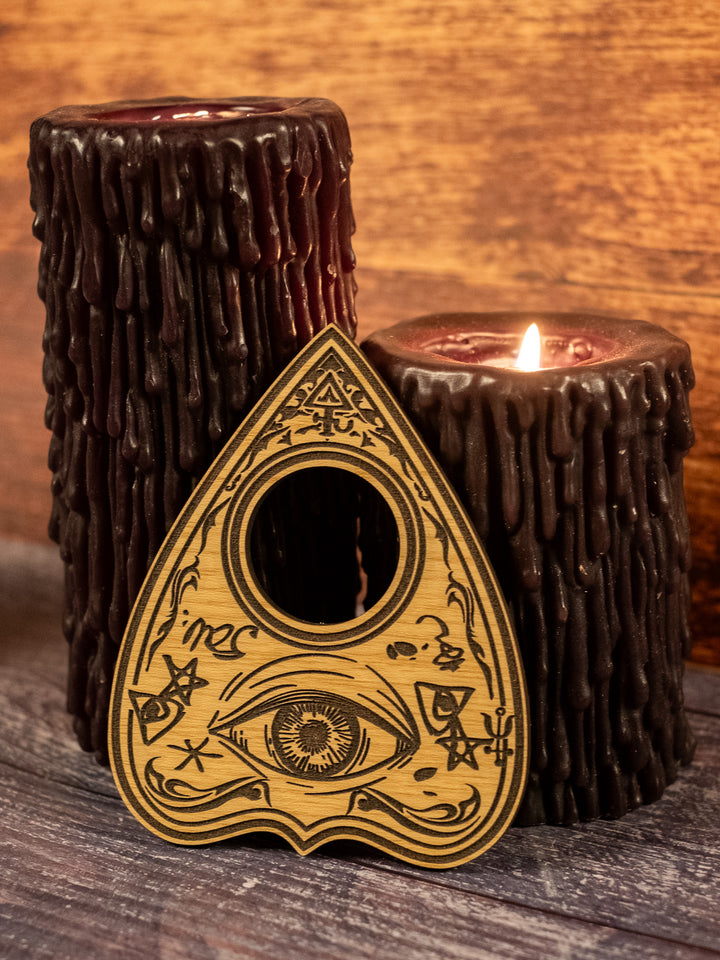 Custom Engraved Ouija Board with Moth &amp; Hexes – Personalized Spirit Board for Mystical Halloween Decor