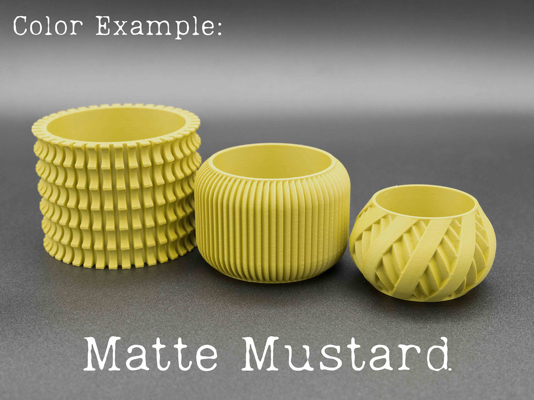 mustard yellow indoor plant pot Oldgrowth Pot – Faceted Rough 3D Printed Indoor Planter 4" / Matte Green