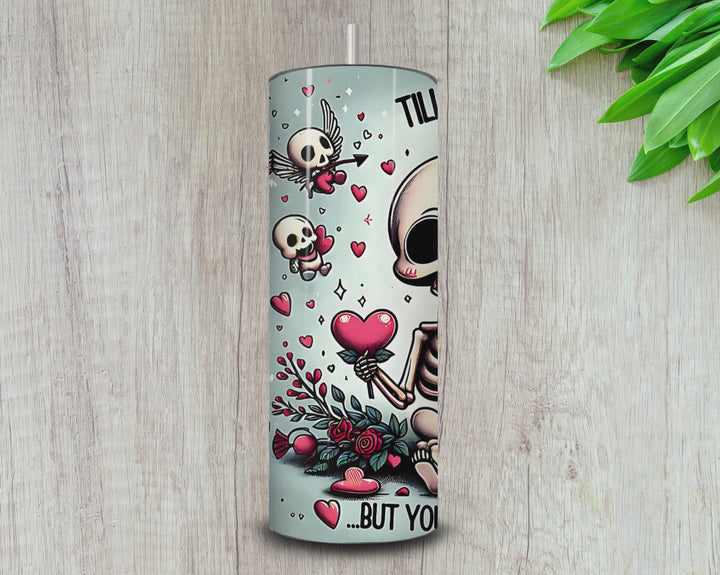 20oz “Till Death Do Us Part” Skeleton Couple Skinny Tumbler – Gothic Valentine’s Day Gift