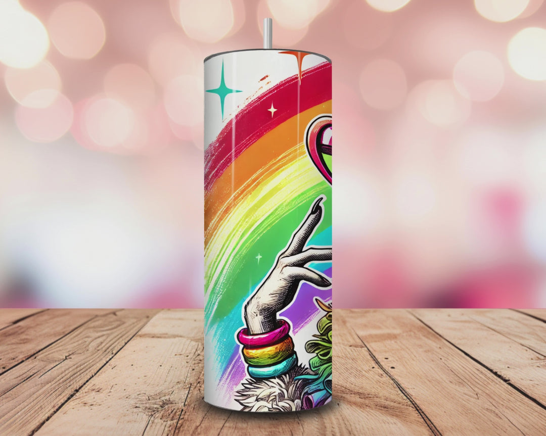 Fierce Pride Llama Tumbler – 20oz Rainbow Diva Skinny Tumbler