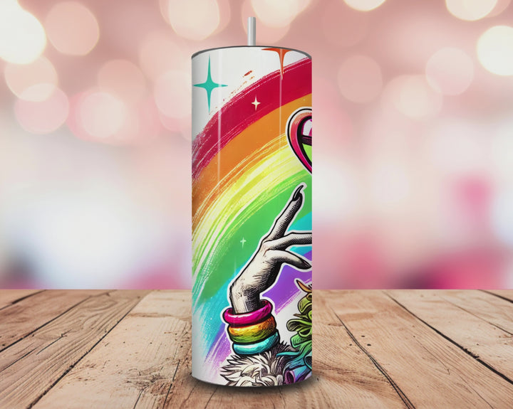 Fierce Pride Llama Tumbler – 20oz Rainbow Diva Skinny Tumbler