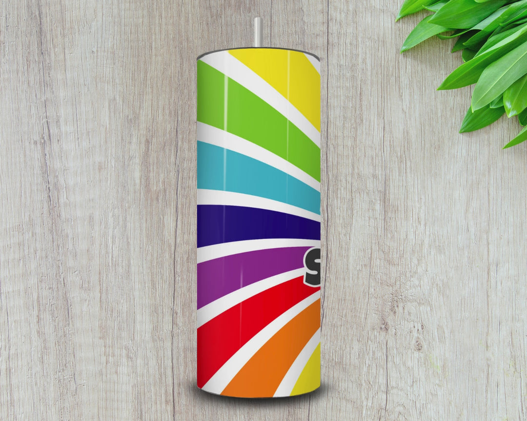 20oz "I Can't Even Think Straight" Tumbler – LGBTQ+ Pride Rainbow Swirl