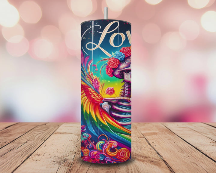Love Is Love Pride Tumbler – 20oz Rainbow Skeleton Skinny Tumbler