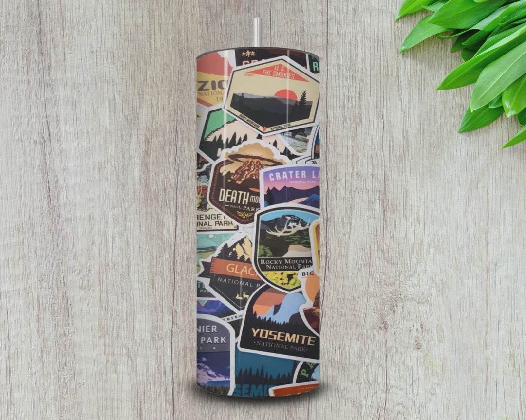 20oz National Park Skinny Tumbler – State Park Sticker Design