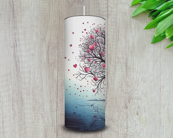 20oz Tree of Hearts Skinny Tumbler – Romantic Nature-Inspired Design