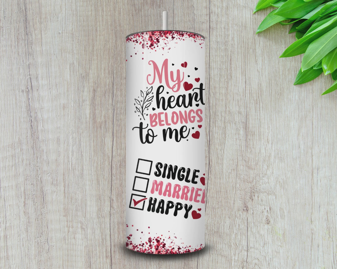 20oz Funny Anti-Valentine's Day Skinny Tumbler – Cat Lover & Single Life Design