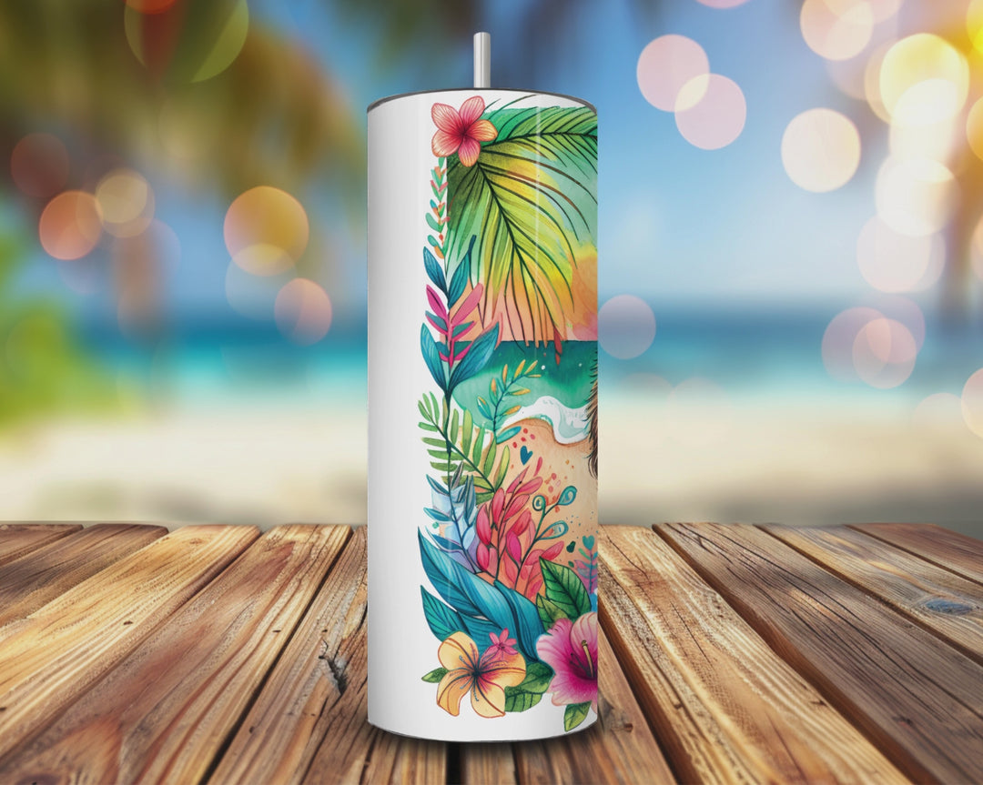 Beach Bum Sloth Tumbler – 20oz Funny Summer Stainless Steel Cup