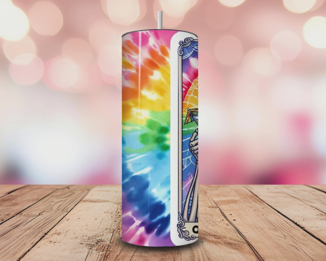 Queer & Fabulous Pride Tumbler – 20oz Rainbow Skeleton LGBTQ+ Skinny Cup